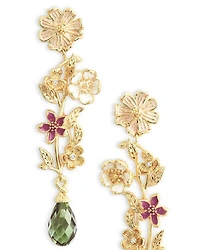 Pavé & Stone Wildflower Linear Drop Earrings