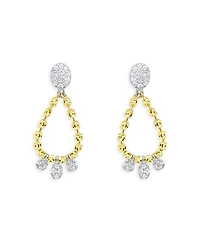 14K Gold Diamond Barrel Chain Loop Earrings