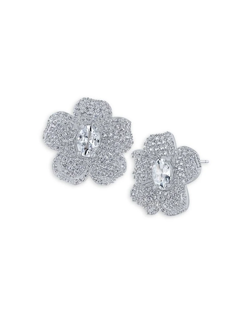 Pavé Flower Button Earrings