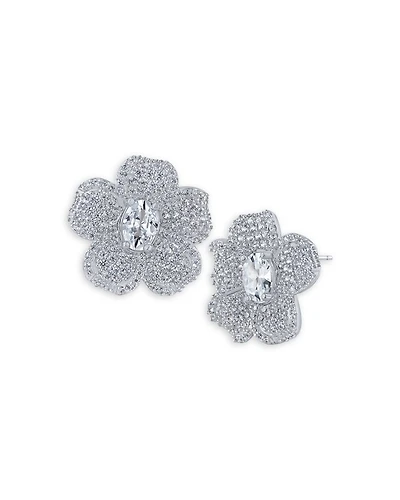 Pavé Flower Button Earrings