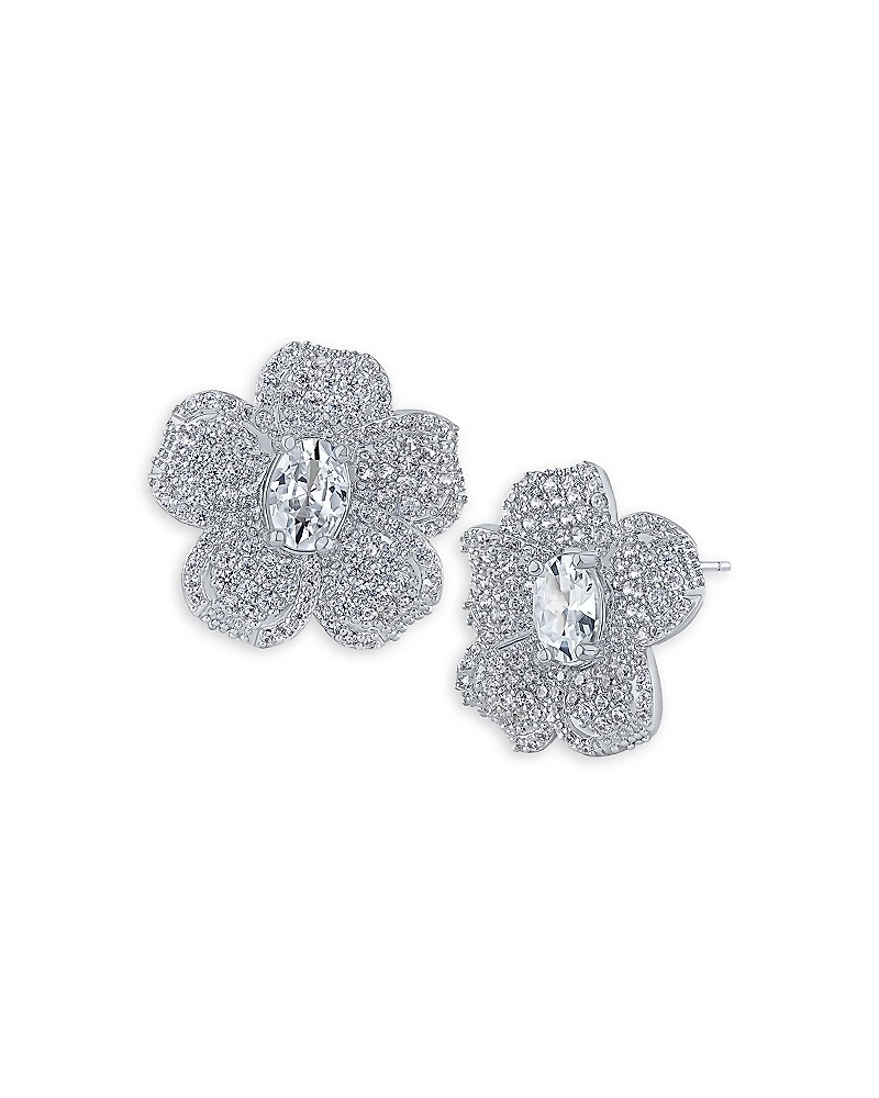Kenneth Jay Lane Pave Flower Button Earrings