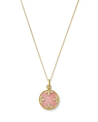 Roberto Coin 18K Yellow Gold Venetian Princess Medallion Pink Opal & Diamond Pendant Necklace, 15-17