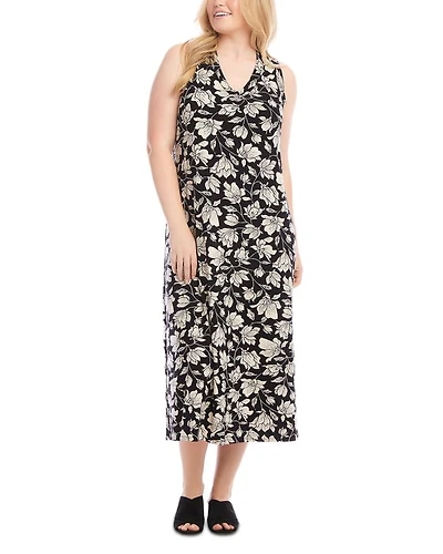 Plus Sleeveless V Neck Midi Dress