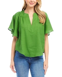 Linen Flutter Sleeve Top