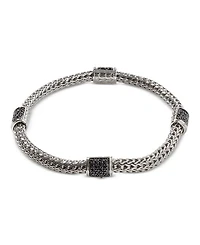 Sterling Silver Icon Bracelet with Pavé Black Sapphires, 5mm