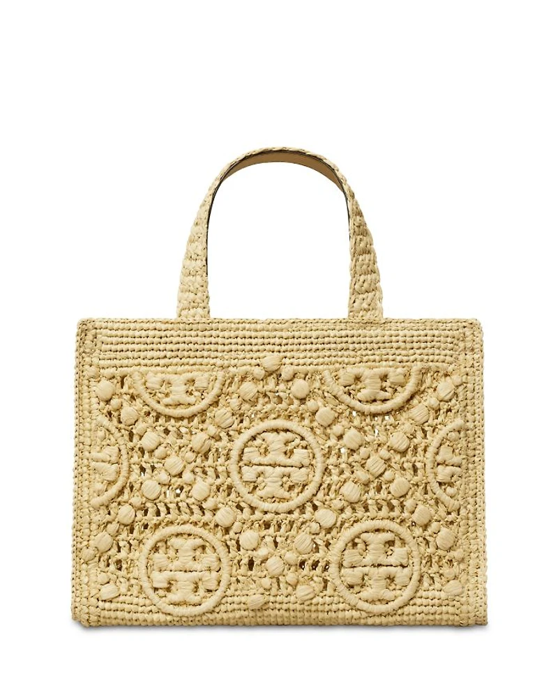 T Monogram Raffia Square Tote