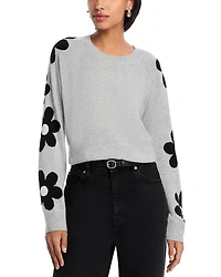 Aqua 100% Cashmere Floral Sleeve Sweater - Exclusive