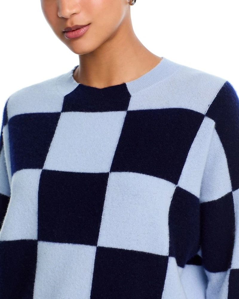 Check Pattern Brushed Cashmere Sweater - Exclusive