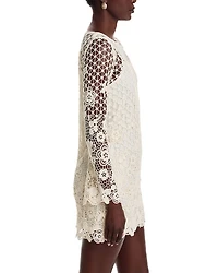 Crochet Boat Neck Bell Sleeve Dress - Exclusive