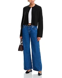 Cropped Wide Sleeve Crewneck Cardigan - Exclusive