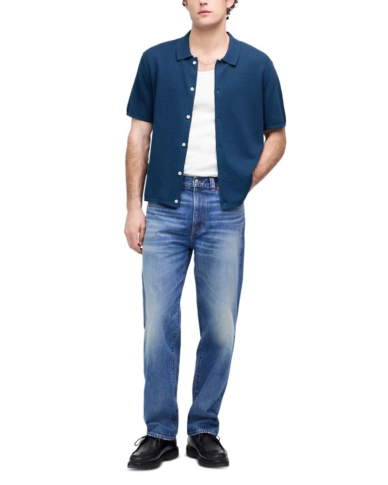 Tuck Stitch Regular Fit Polo Sweater