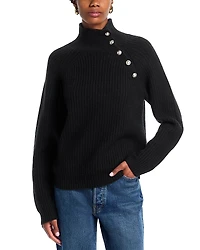 Aqua 100% Cashmere Button Raglan Sleeve Sweater - Exclusive