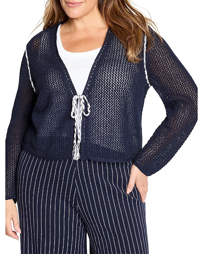 Nic+Zoe Plus Mesh Tie Cardigan