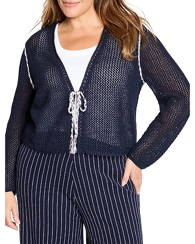 Nic+Zoe Plus Mesh Tie Cardigan