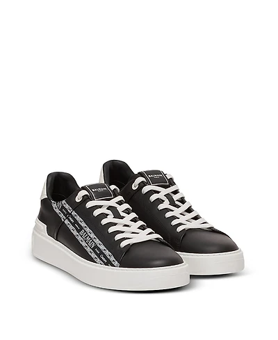 Balmain Men's B-Court Printed Calfskin Trainers Sneakers