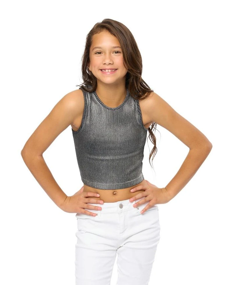 Girls' Metallic Paint Ribbed Sleeveless Top - Big Kid
