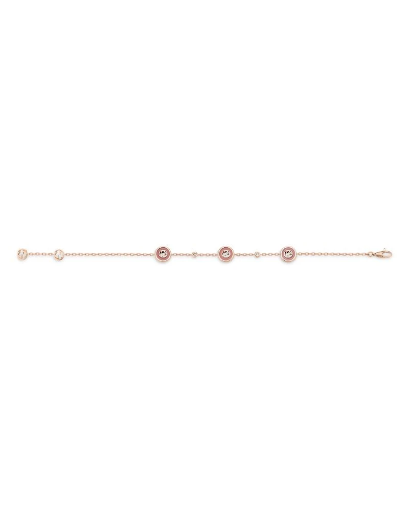 18K Pink Gold Diamond & Pink Opal Interlocking Bracelet