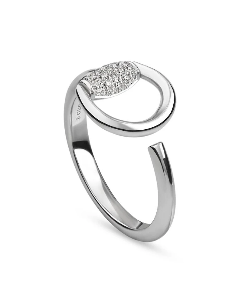 18K White Gold Horsebit Diamond Pavé Ring