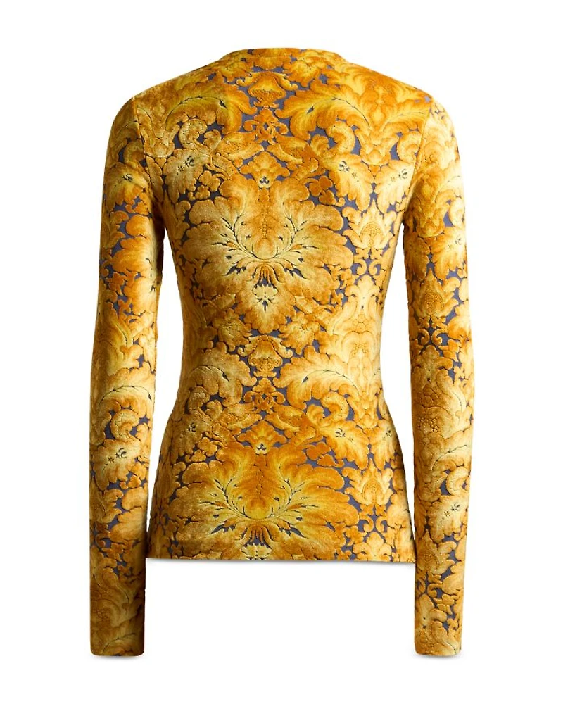 Printed Long Sleeve Jersey Top