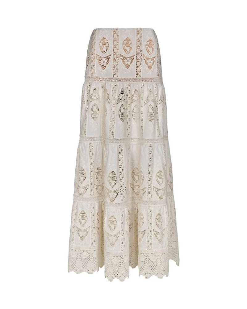 Highlighted Fields Scalloped Lace Maxi Skirt