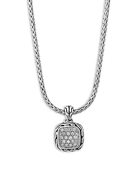 Sterling Silver Diamond Pavé Carved Chain Necklace, 16-18"
