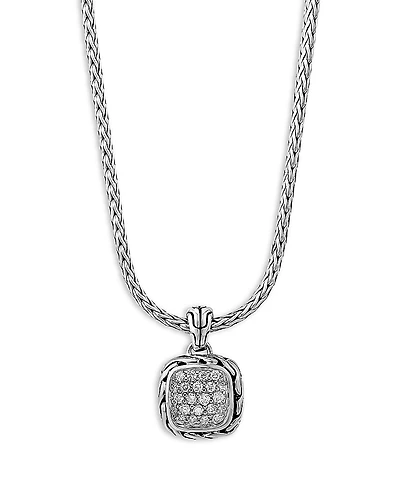 John Hardy Sterling Silver Diamond Pave Carved Chain Necklace, 16-18