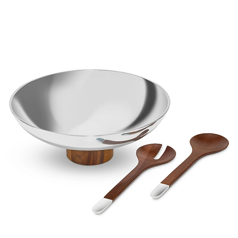 Nambe Pinnacle Salad Bowl with Servers - Exclusive