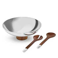 Nambe Pinnacle Salad Bowl with Servers - Exclusive