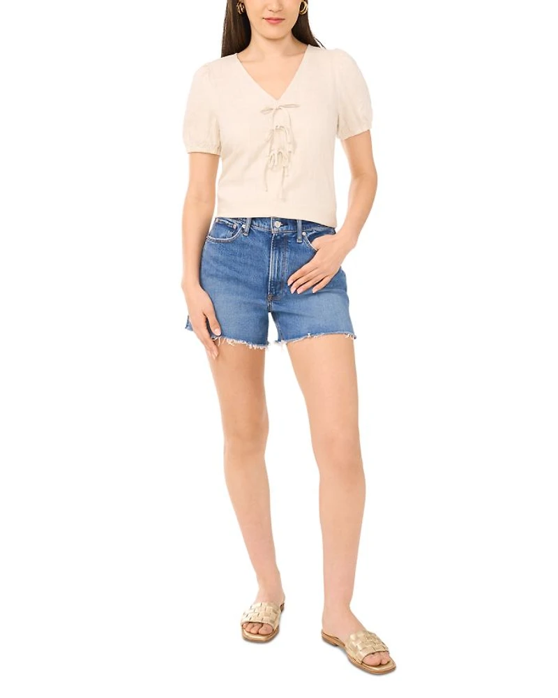 Short Sleeve Tie Front Top