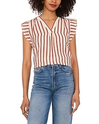V Neck Ruffle Sleeve Blouse