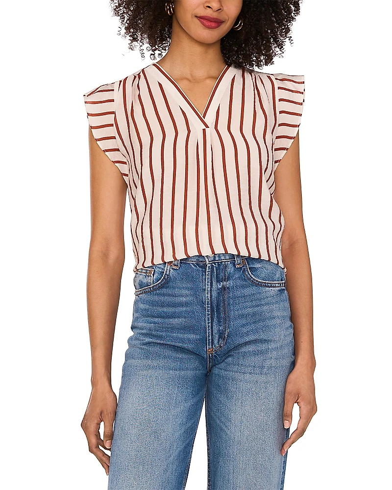 Vince Camuto V Neck Ruffle Sleeve Blouse