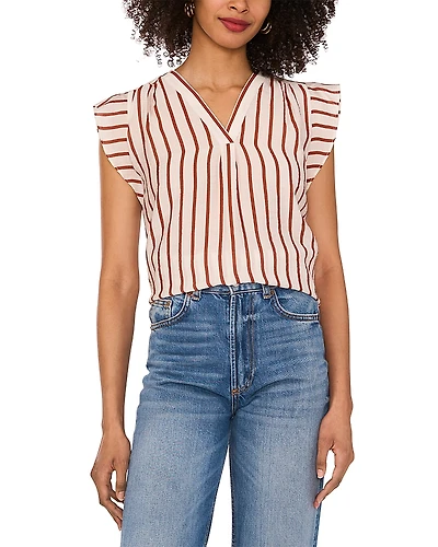Vince Camuto V Neck Ruffle Sleeve Blouse