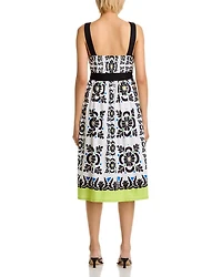 Printed Square Neck Midi Dress