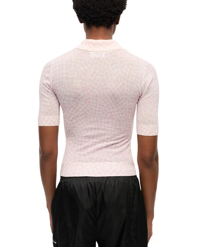 Sheer Printed Polo Shirt