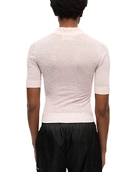 Sheer Printed Polo Shirt