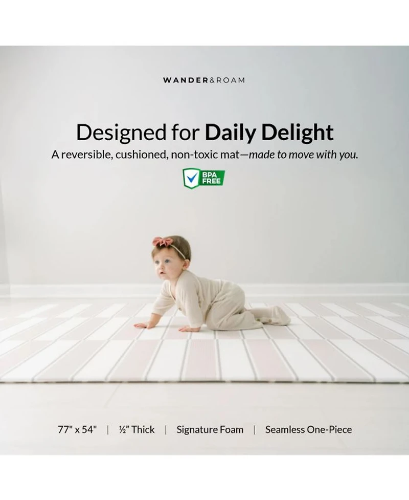 Reversible Baby Playmat - Antelope + Stripe Design – Soft, Non-Toxic Foam – Waterproof, Easy to Clean