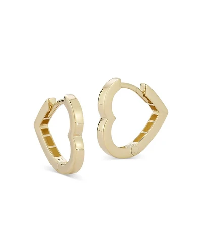 14 Yellow Gold Small Heart Huggie Hoop Earrings