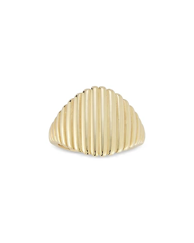 Bloomingdale's Fine Collection 14K Yellow Gold Graduated Ribbed Signet Ring