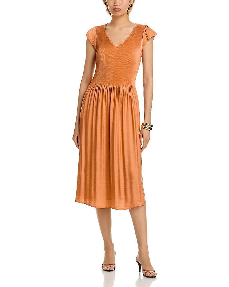 T Tahari Flutter Sleeve Midi Dress