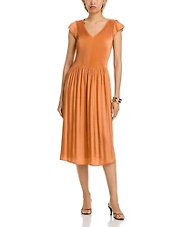 T Tahari Flutter Sleeve Midi Dress