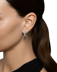 Crossover Hoop Earrings in Sterling Silver
