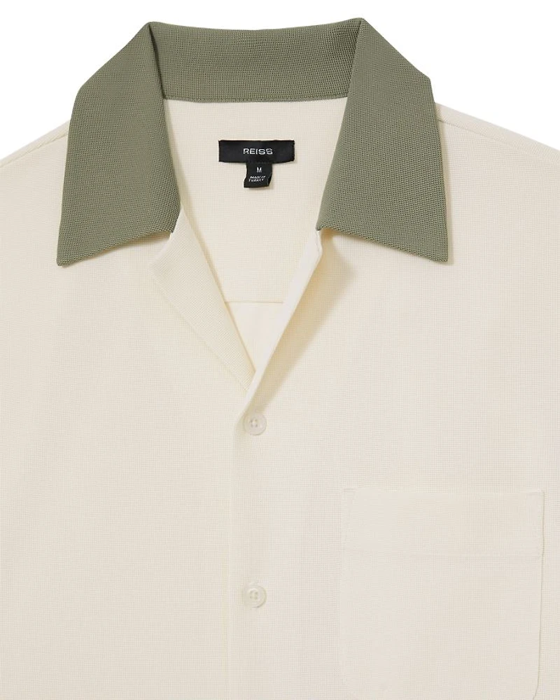 Peza Textured Color Block Cuban Shirt