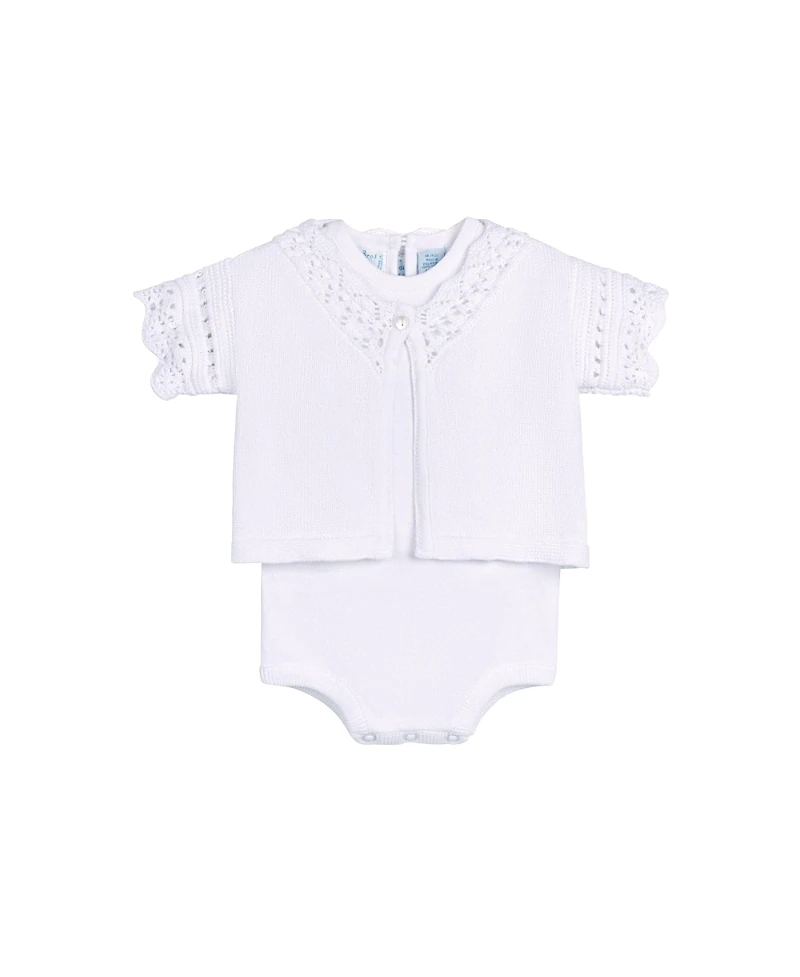 Feltman Brothers Girls' Crochet Cardigan & Romper Set - Baby