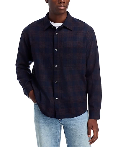 Frame Long Sleeve Button Front Wool Shirt