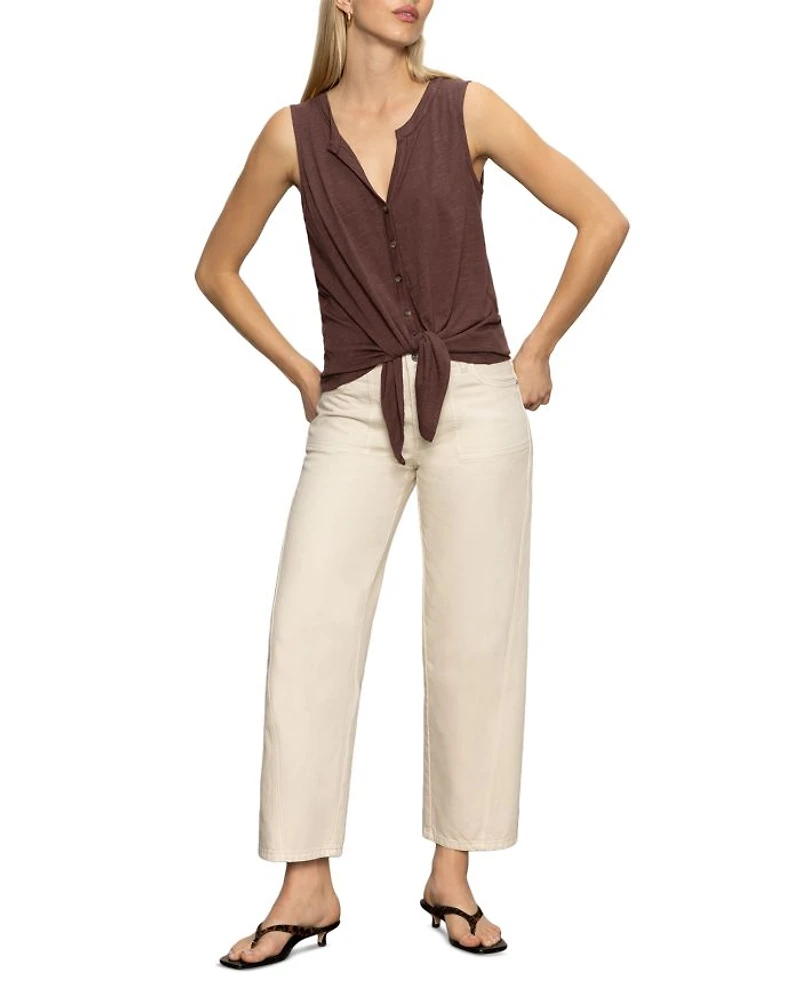 Notched Button Front Tee