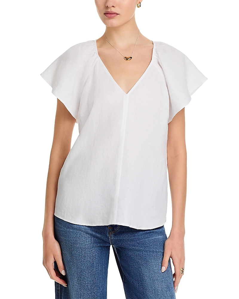 Tommy Bahama Coastalina V Neck Flutter Sleeved Linen Top