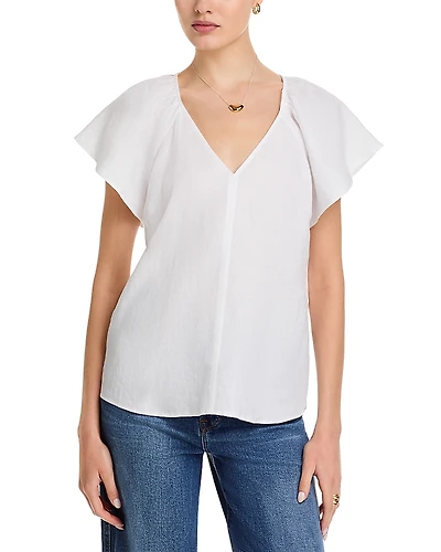 Tommy Bahama Coastalina V Neck Flutter Sleeved Linen Top