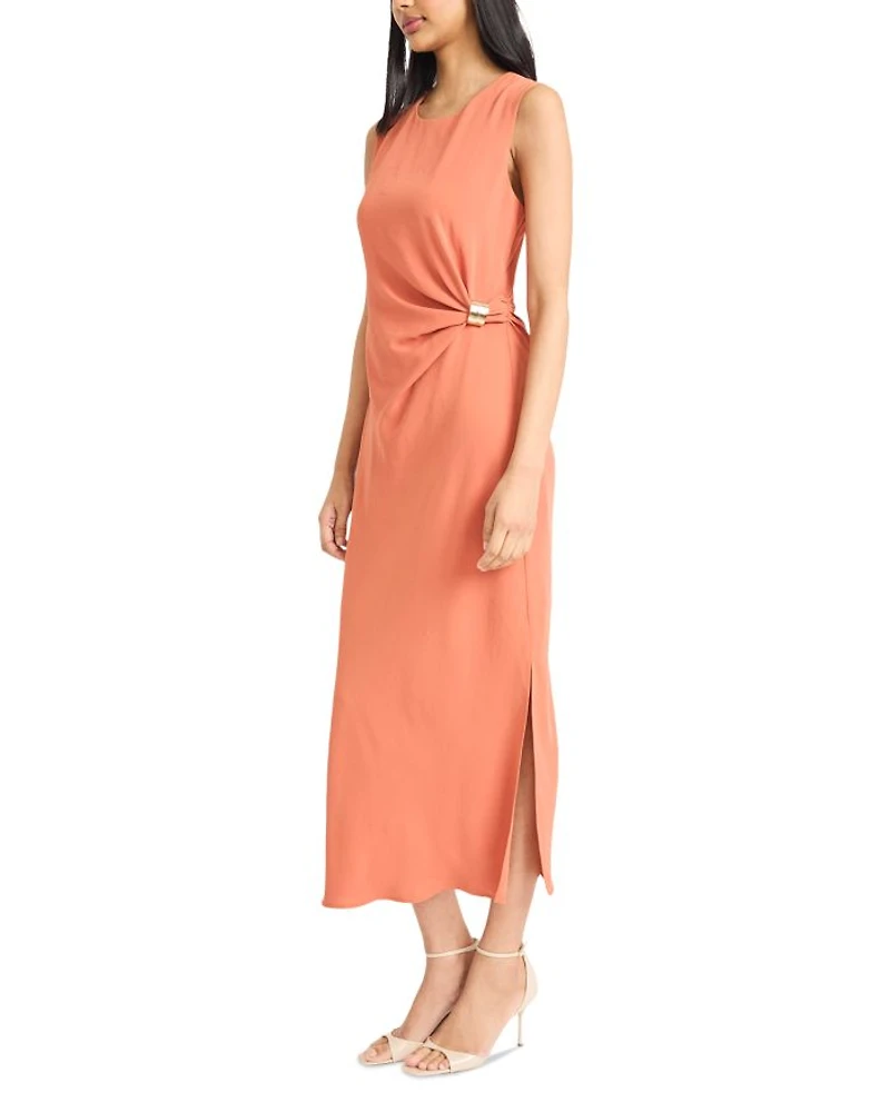 Sleeveless Ruched Waist Midi Dress
