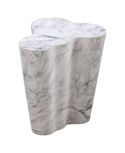 Slab Marble Tall Side Table in White Marble