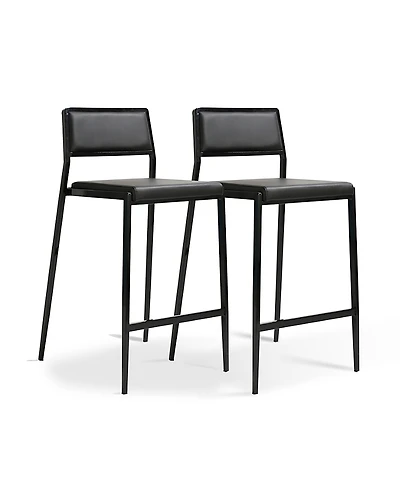 Tov Furniture Gale Performance Faux Leather Stackable Stool, Set of 2
